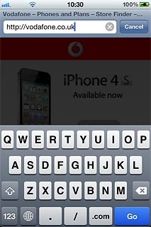 Key in the address of the required web page and press Go.