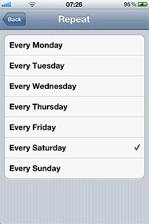When a day is ticked (V), it's selected.