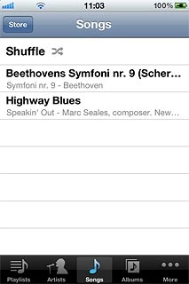 Press the required category at the bottom of the display.Go to the required audio file.