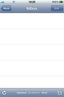 To see a list of email accounts:Press the field in the top left corner of the display.
