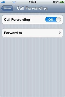 Press the indicator next to Call Forwarding to turn off the function.