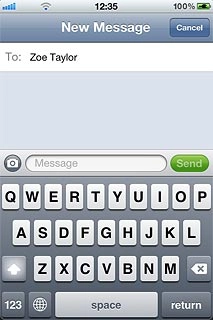 Press the text input field.Write the text for your text message.
