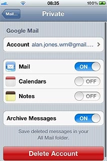 Press the required email account.