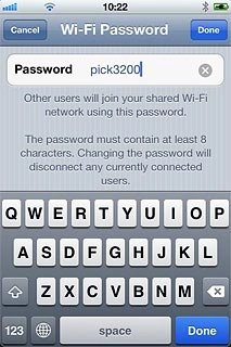 Key in the required password and press Done.