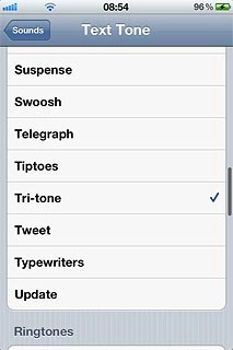 Once you've found a message tone you like, press Sounds.