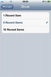 Press the field in the top left corner of the display.
