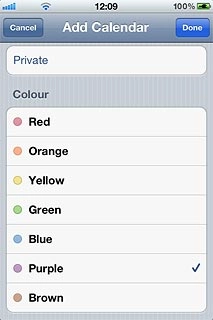 To select the colour for appointments in the calendar:Press the required colour.