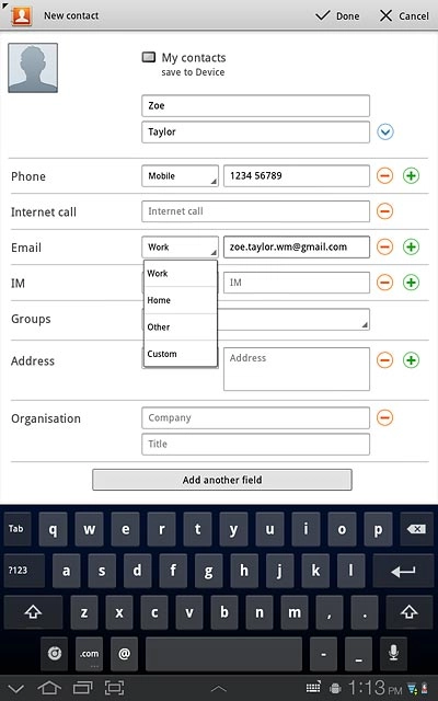 Press the required email type.