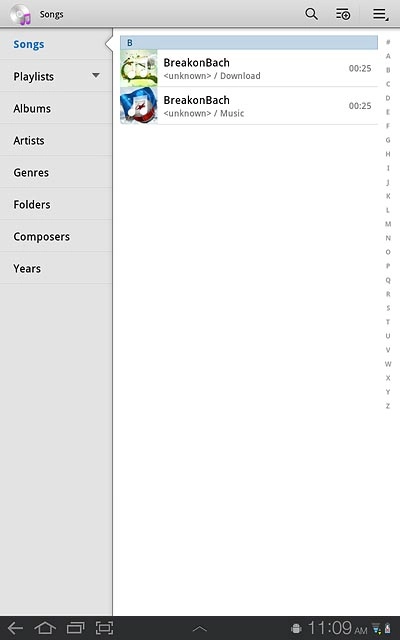 Press the required audio file or the required playlist.