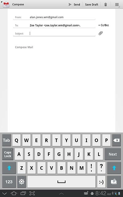 Press Subject.Key in a subject for the email message.
