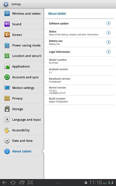 View your device's software version below Android version.