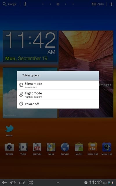 Press Silent mode.Depending on the current setting, silent mode is turned on or off.