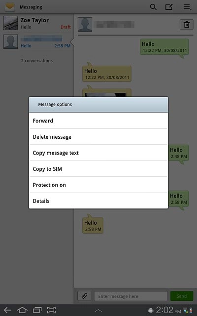 Press Delete message.