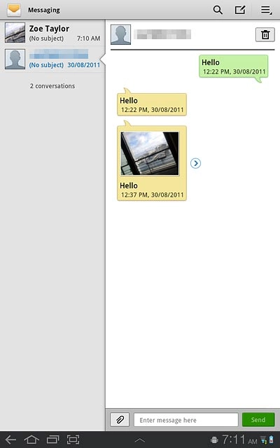 Press the required sender.The messages from the sender in question are displayed.