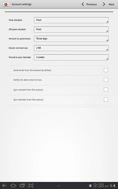 Press the box next to Sync contacts from this account to turn the function on or off.