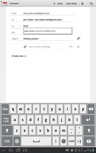 Press the required contact.