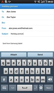 Press Subject.Key in a subject for the email message.
