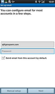 Press Password and key in the password for your email account.