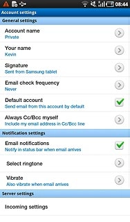 Press Default account to select the account as your default account.