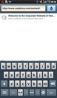 Key in the address of the required web page and press Go.