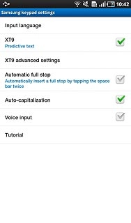 Press XT9 to turn the function on or off.