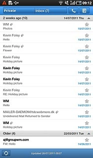 Press the required email message to read it.