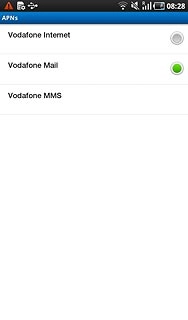 Press the field next to Vodafone Mail to fill in the field.