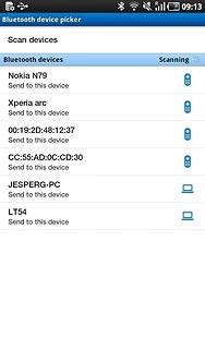Press the required Bluetooth device.