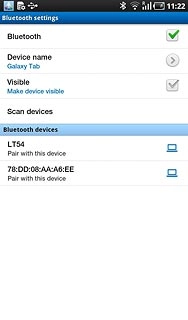 When the box next to the menu item is ticked (V), Bluetooth is turned on.