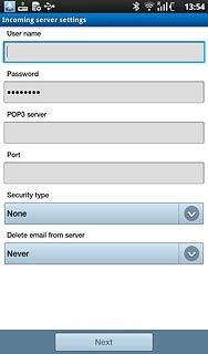 Press the field below User name and key in the username for your email account.