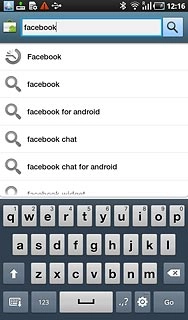 Key in Facebook and press the search icon.