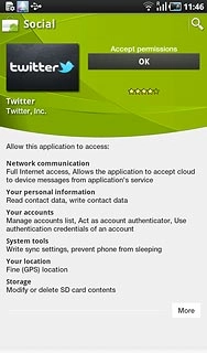 Press OK to confirm.Wait while the application is downloaded and installed.