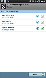 Follow the instructions on the display to select backup settings.Press Finish.