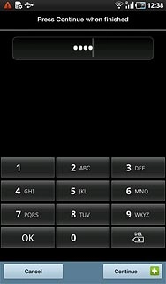 Key in the required lock code and press Continue.