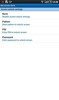 Key in the lock code.Press Pattern, PIN or Password.Follow the instructions on the display to change the lock code.