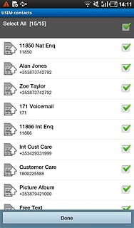 When the box next to a contact is ticked (V), the contact is selected.