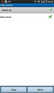 When the box next to a contact is ticked (V), the contact is selected.