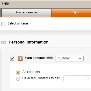 When the box next to a data type is ticked (V), it will be synchronised.If required, follow the instructions on the screen to select more settings for the data type.
