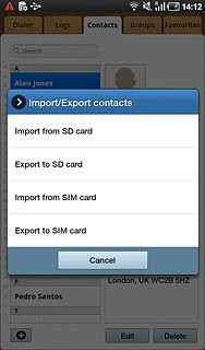 Press Export to SIM card.