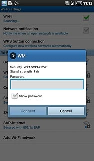 If required, press the field below Password and key in the password.