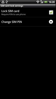 Press Lock SIM card to turn use of PIN on or off.
