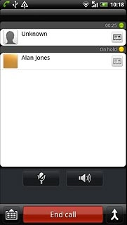 Your calls are displayed on a list and the call on hold is indicated by On hold.Press the required call to select it.