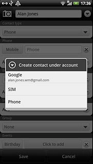 Press the required email account, SIM or Phone.