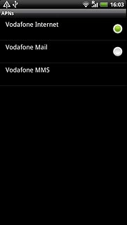 Press the field next to Vodafone Internet to fill in the field.