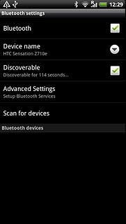 When the box next to the menu item is ticked (V), Bluetooth visibility is turned on.