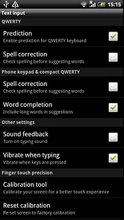 Press Word completion to turn word suggestion on or off.