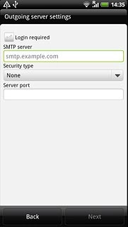 Press the field below SMTP server and key in the name or IP address of your email provider's outgoing server.Please note that if you can't send email messages when using your email provider's outgoing server, key in smtp.vodafone.net.au (Vodafone's outgoing server).