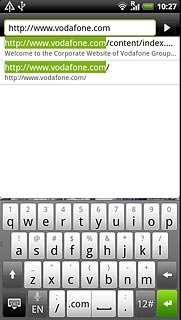 Key in the address of the required web page and press arrow right.