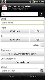 Press Event name and key in a subject for the appointment.