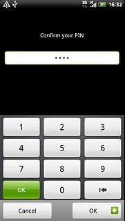 Key in the phone lock code again and press OK.